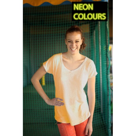 JHK TSULSLB, Koszulka damska, niski V-Neck, raglan, orange neon